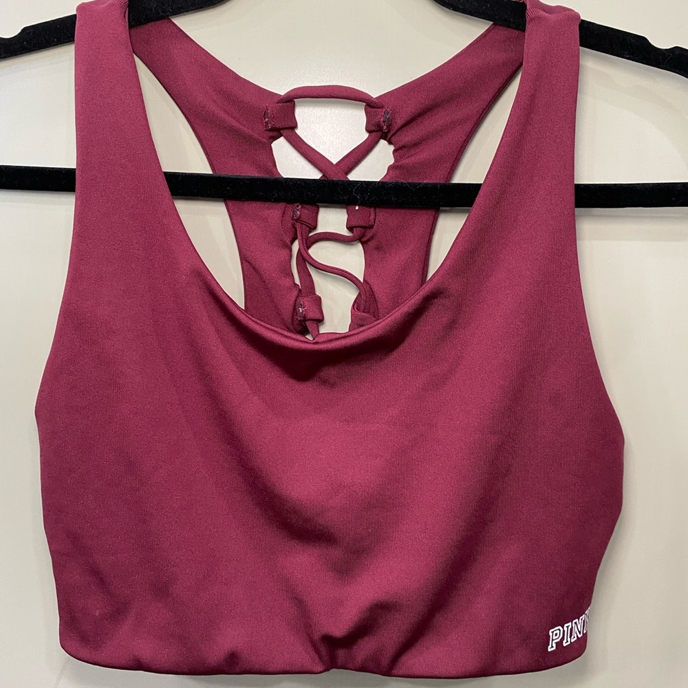 PINK Victoria's Secret Burgundy Sports Bra L